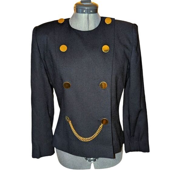 Vintage Suitsme black jacket with gold chain and buttons‎ - Picture 1 of 5